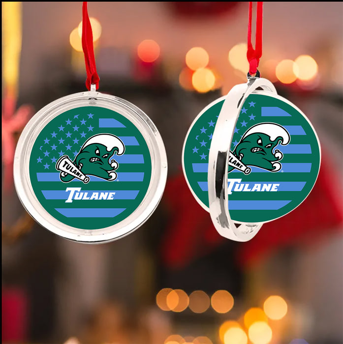 Tulane University Christmas Reversible Flat Round Ornament