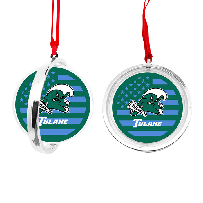 Tulane University Christmas Reversible Flat Round Ornament