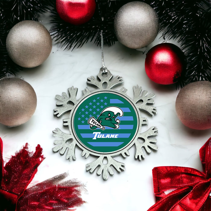 Tulane University Christmas Ornament - Snowflake Metal