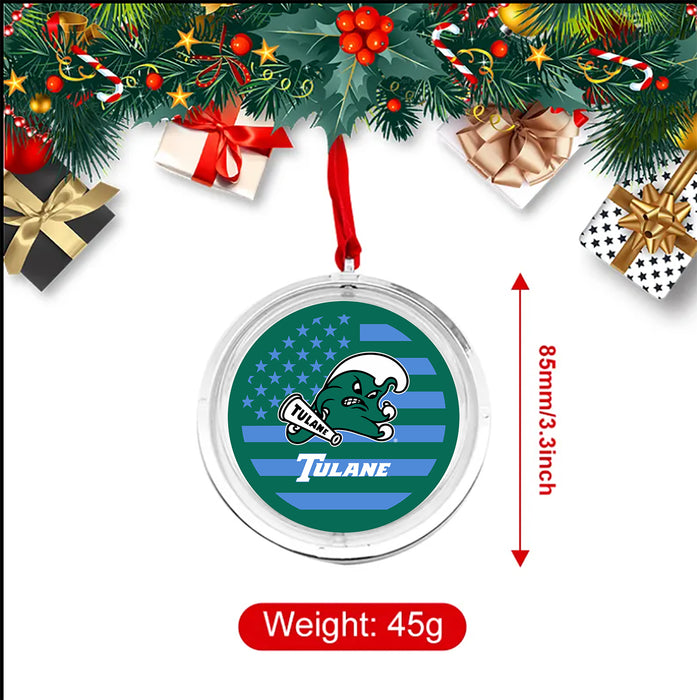 Tulane University Christmas Reversible Flat Round Ornament