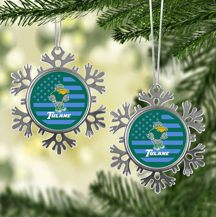 Tulane University Christmas Ornament - Snowflake Metal