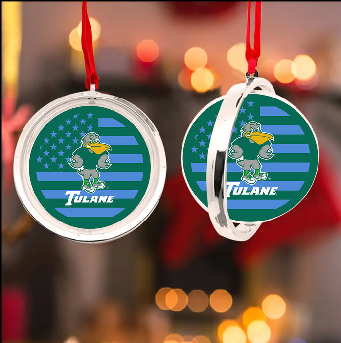 Tulane University Christmas Reversible Flat Round Ornament