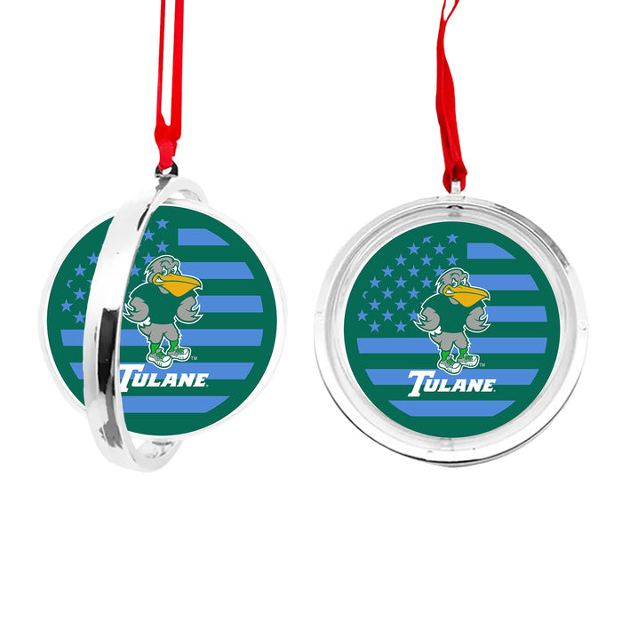 Tulane University Christmas Reversible Flat Round Ornament