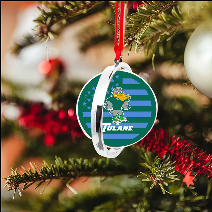 Tulane University Christmas Reversible Flat Round Ornament