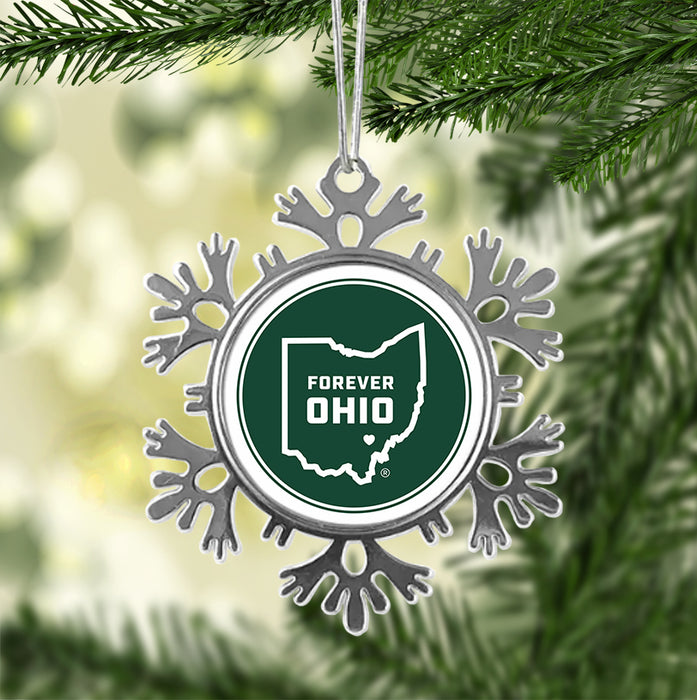 Ohio University Christmas Ornament - Snowflake Metal
