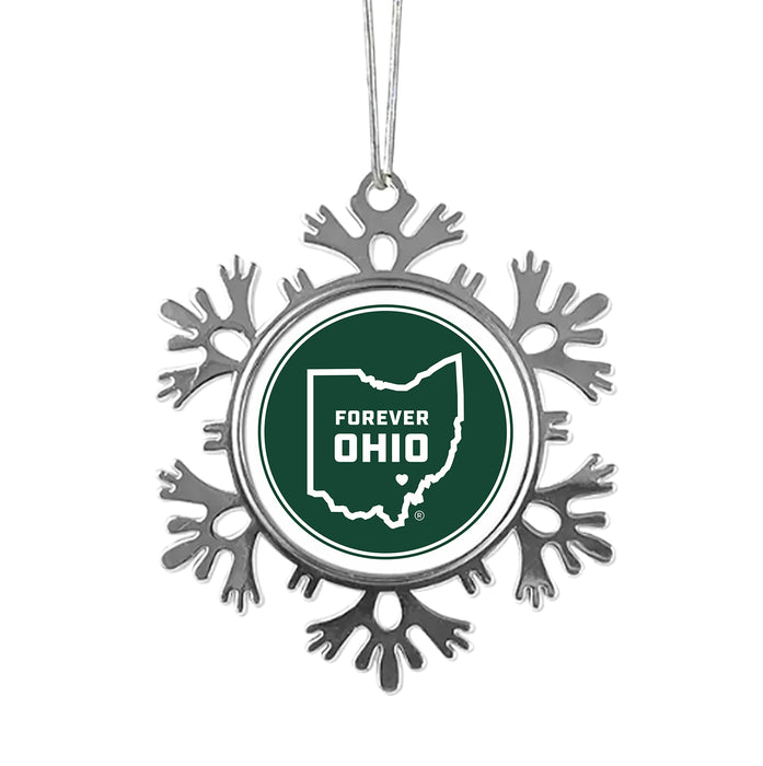 Ohio University Christmas Ornament - Snowflake Metal