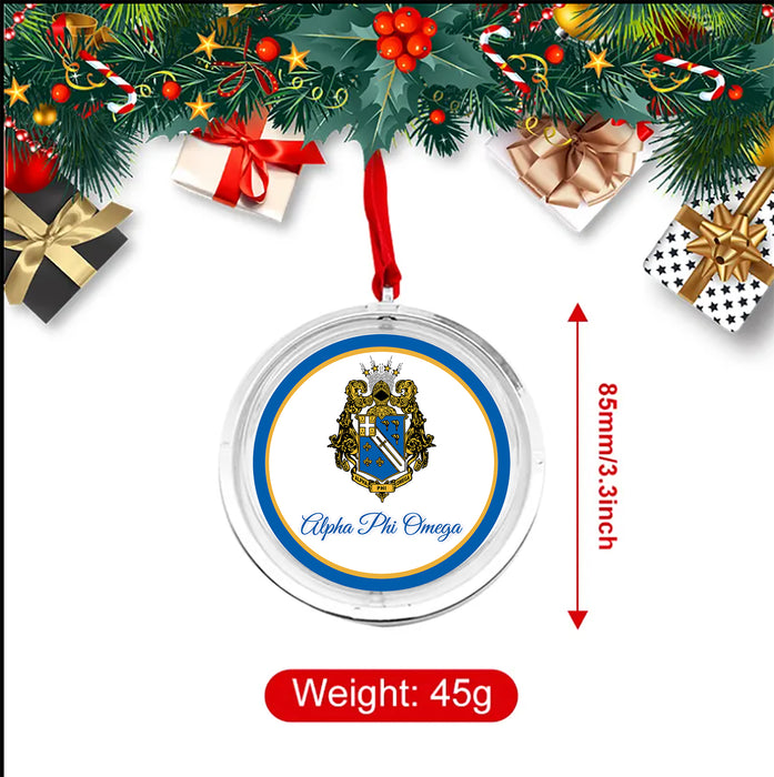 Alpha Phi Omega Christmas Reversible Flat Round Ornament