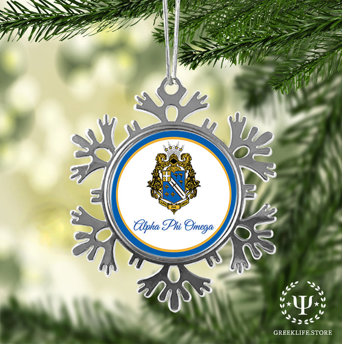 Alpha Phi Omega Christmas Ornament - Snowflake Metal