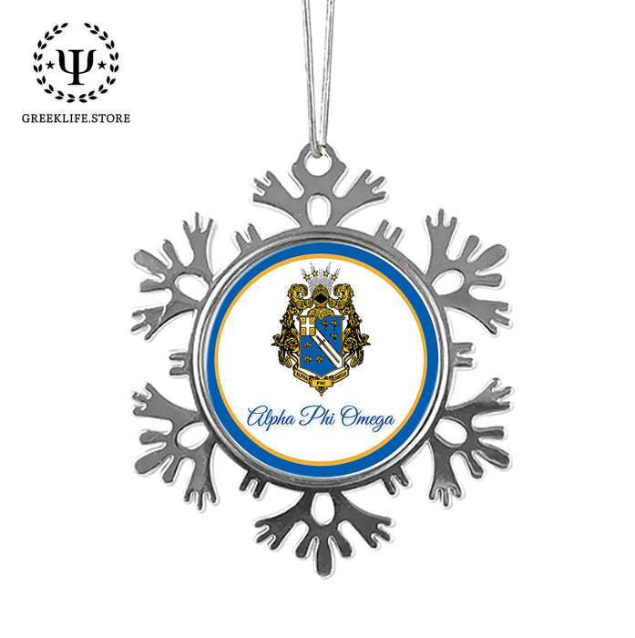 Alpha Phi Omega Christmas Ornament - Snowflake Metal