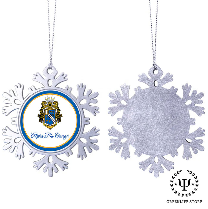 Alpha Phi Omega Christmas Ornament - Snowflake Metal