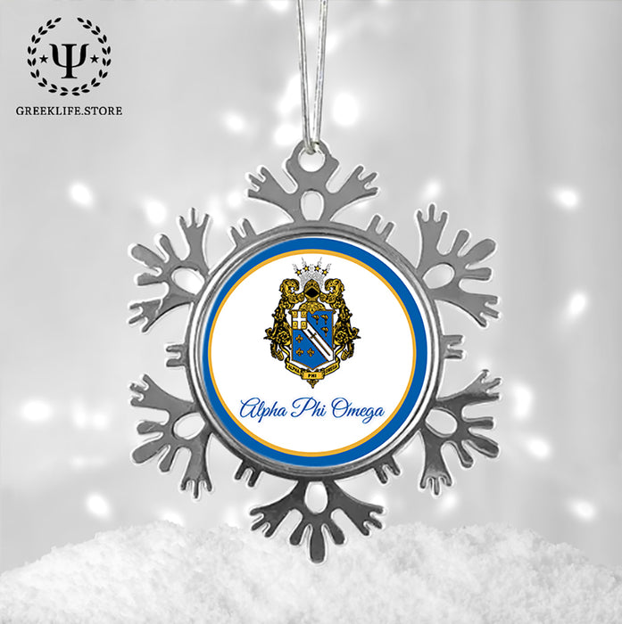 Alpha Phi Omega Christmas Ornament - Snowflake Metal