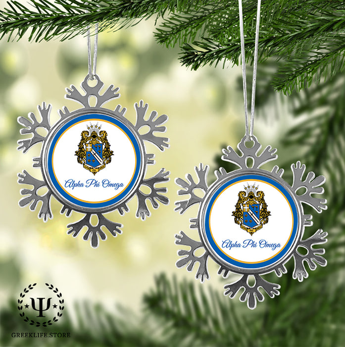 Alpha Phi Omega Christmas Ornament - Snowflake Metal