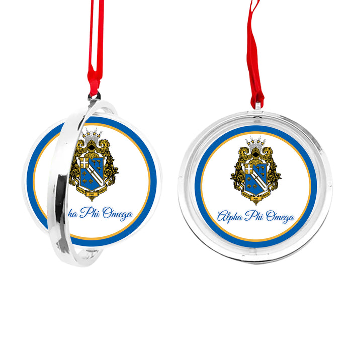 Alpha Phi Omega Christmas Reversible Flat Round Ornament