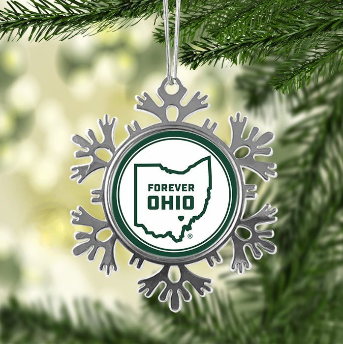 Ohio University Christmas Ornament - Snowflake Metal