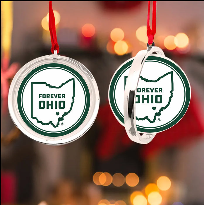 Ohio University Christmas Reversible Flat Round Ornament