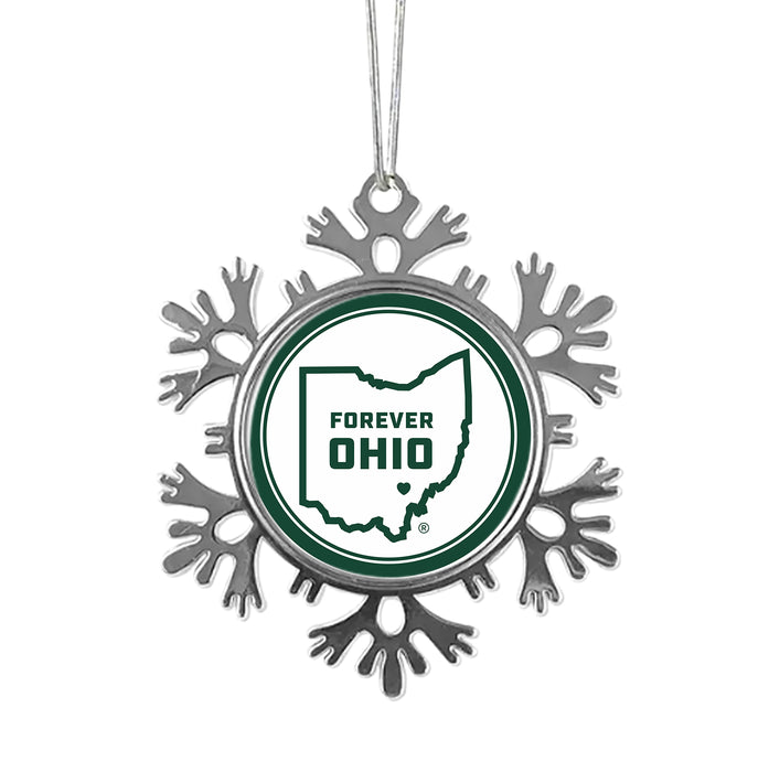 Ohio University Christmas Ornament - Snowflake Metal