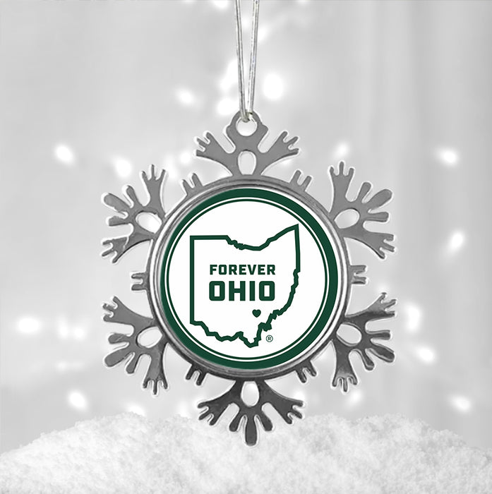 Ohio University Christmas Ornament - Snowflake Metal