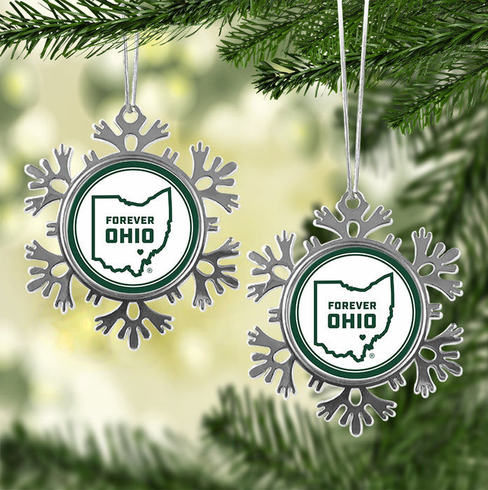 Ohio University Christmas Ornament - Snowflake Metal