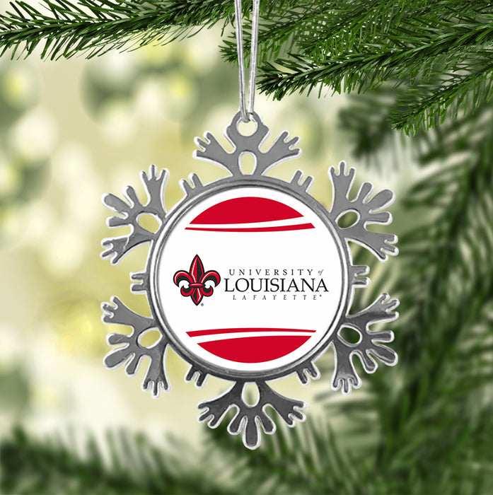 University of Louisiana at Lafayette Christmas Ornament - Snowflake Metal
