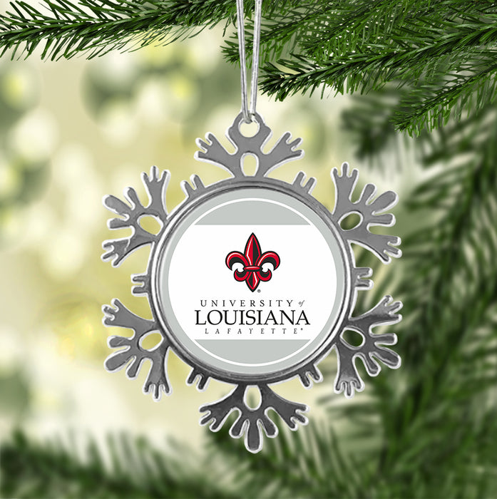 University of Louisiana at Lafayette Christmas Ornament - Snowflake Metal