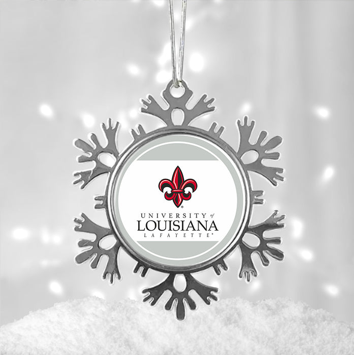 University of Louisiana at Lafayette Christmas Ornament - Snowflake Metal