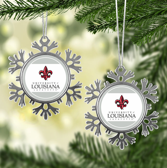 University of Louisiana at Lafayette Christmas Ornament - Snowflake Metal