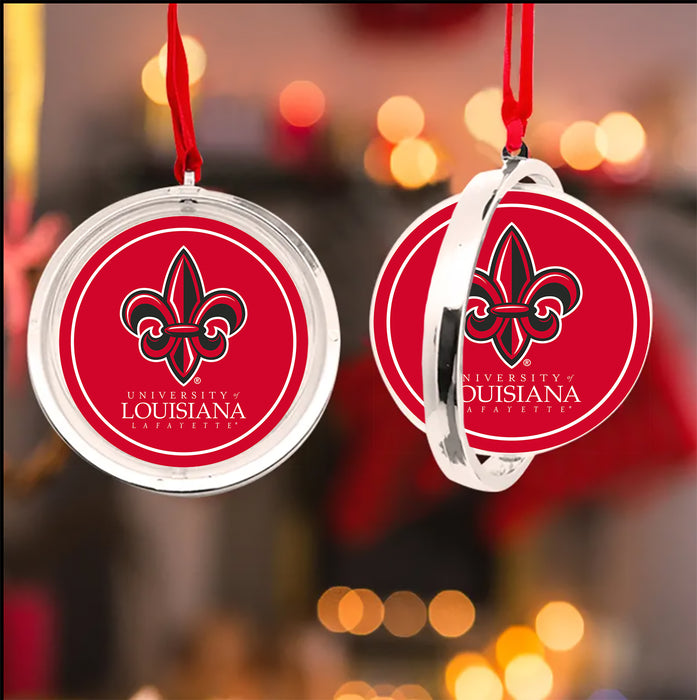 University of Louisiana at Lafayette Christmas Reversible Flat Round Ornament