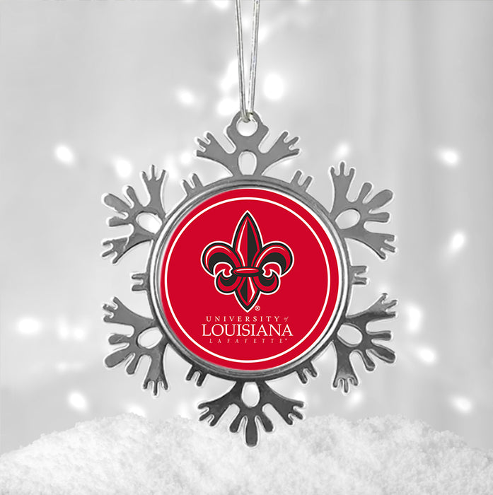 University of Louisiana at Lafayette Christmas Ornament - Snowflake Metal
