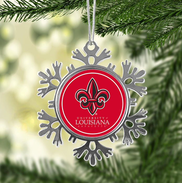 University of Louisiana at Lafayette Christmas Ornament - Snowflake Metal