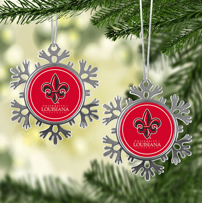 University of Louisiana at Lafayette Christmas Ornament - Snowflake Metal
