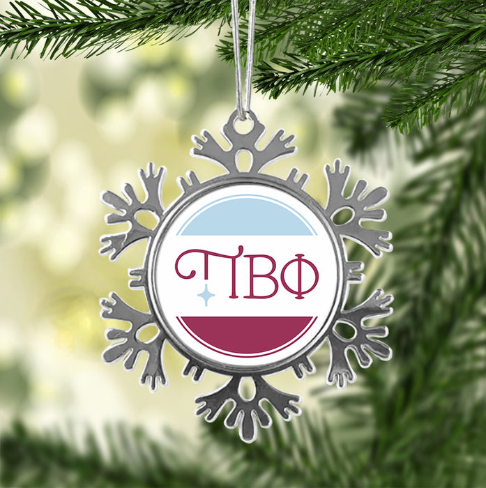 Pi Beta Phi Christmas Ornament - Snowflake Metal