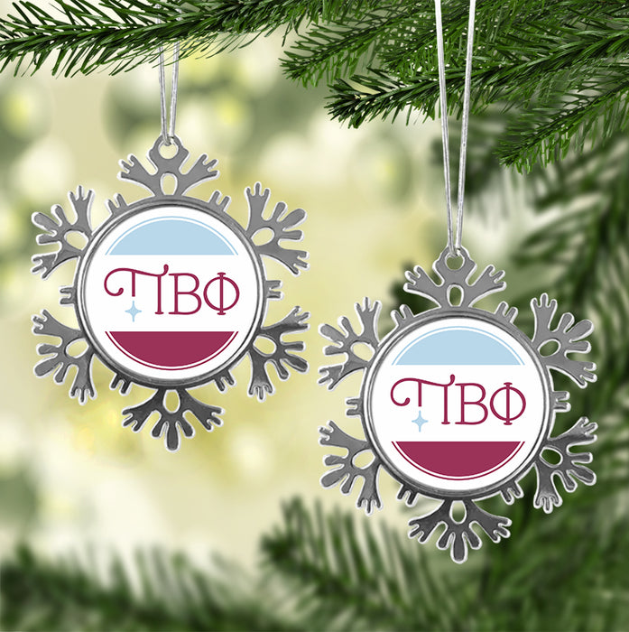 Pi Beta Phi Christmas Ornament - Snowflake Metal