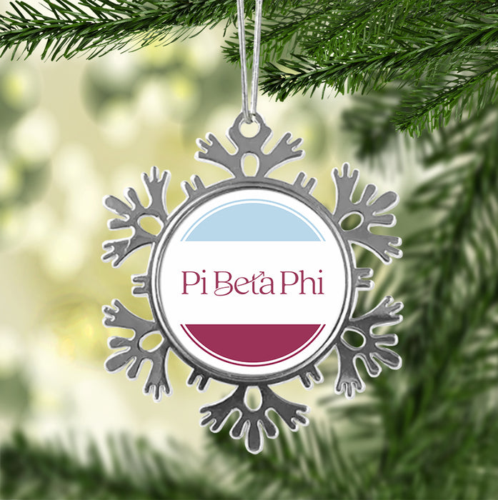 Pi Beta Phi Christmas Ornament - Snowflake Metal