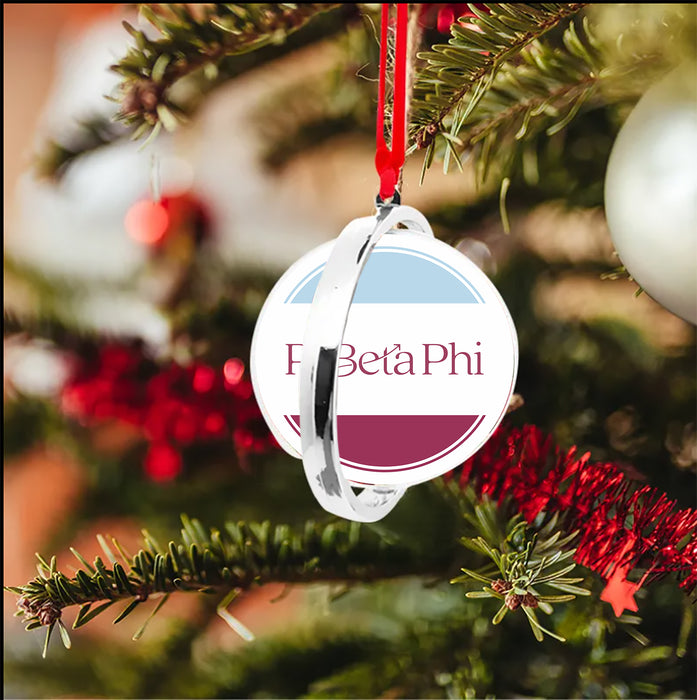 Pi Beta Phi Christmas Reversible Flat Round Ornament