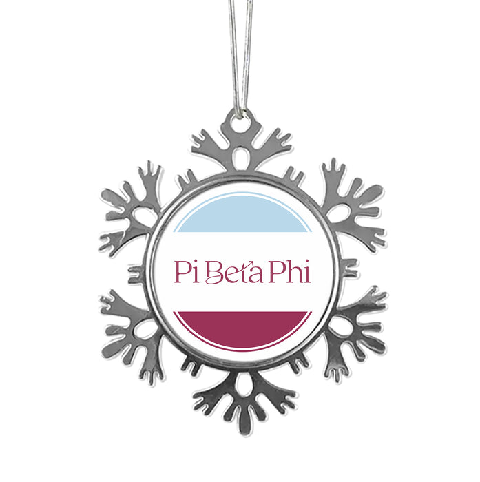 Pi Beta Phi Christmas Ornament - Snowflake Metal