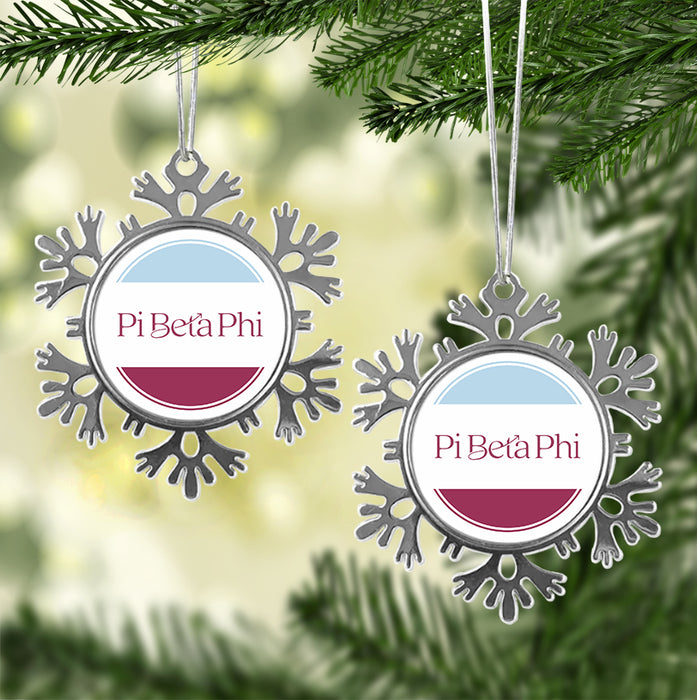 Pi Beta Phi Christmas Ornament - Snowflake Metal