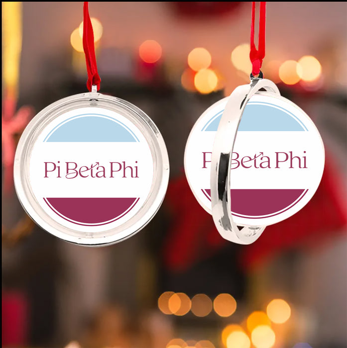 Pi Beta Phi Christmas Reversible Flat Round Ornament