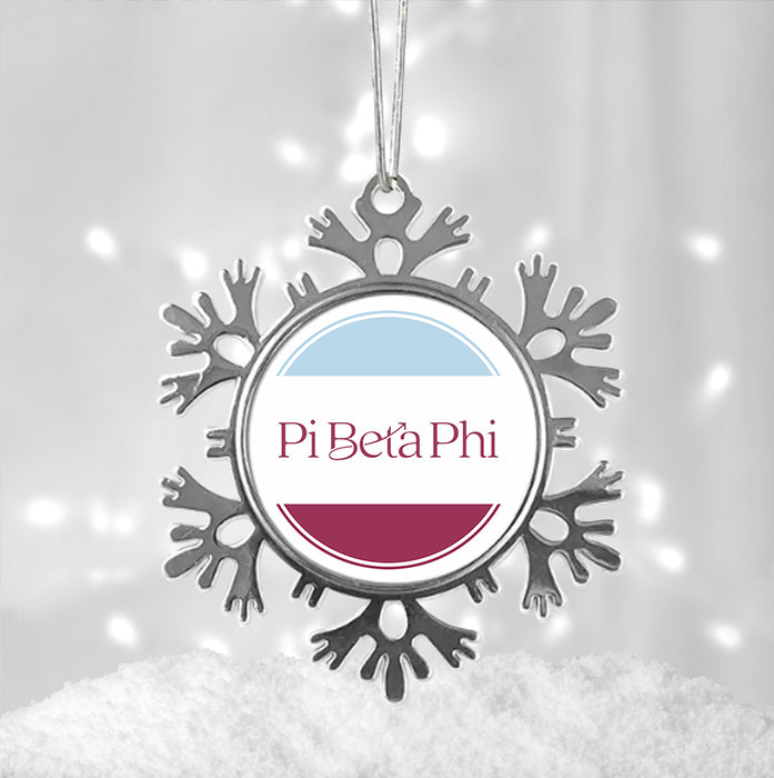 Pi Beta Phi Christmas Ornament - Snowflake Metal