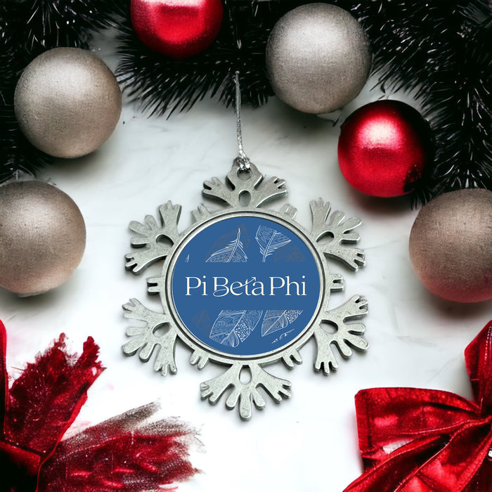 Pi Beta Phi Christmas Ornament - Snowflake Metal