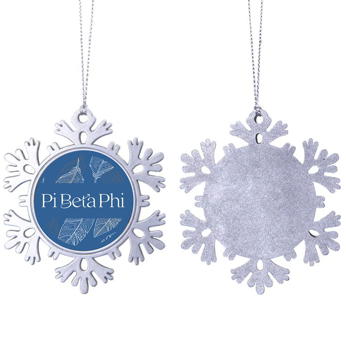 Pi Beta Phi Christmas Ornament - Snowflake Metal