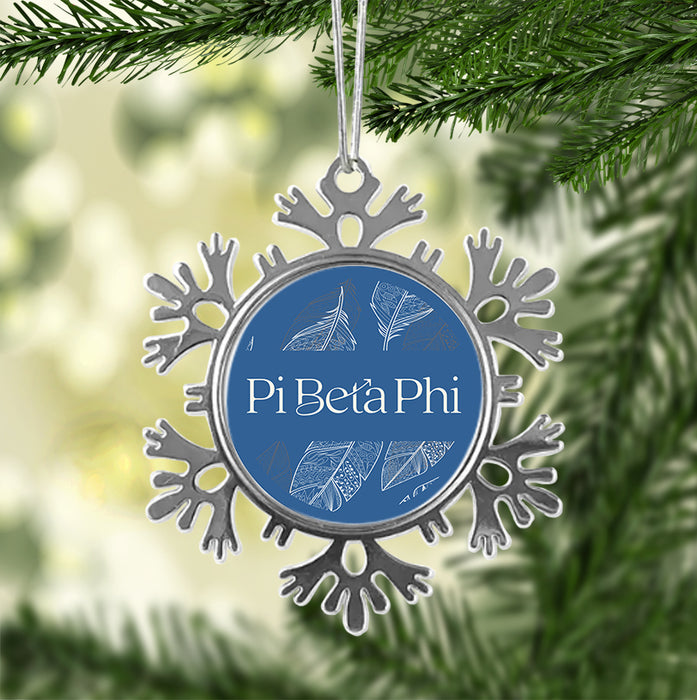 Pi Beta Phi Christmas Ornament - Snowflake Metal