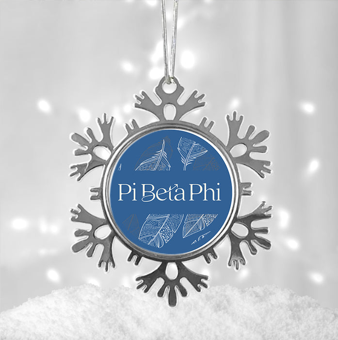 Pi Beta Phi Christmas Ornament - Snowflake Metal