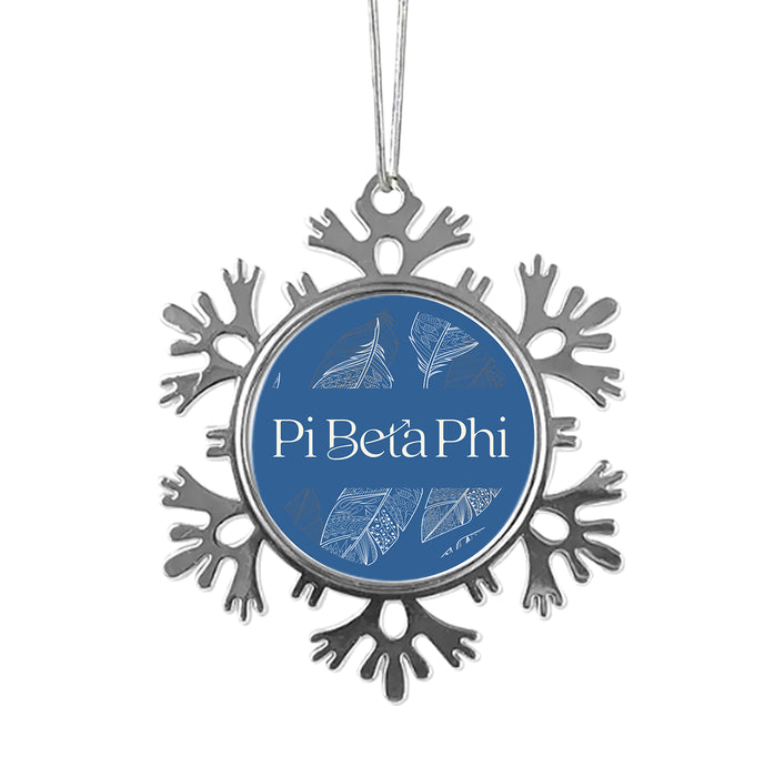 Pi Beta Phi Christmas Ornament - Snowflake Metal