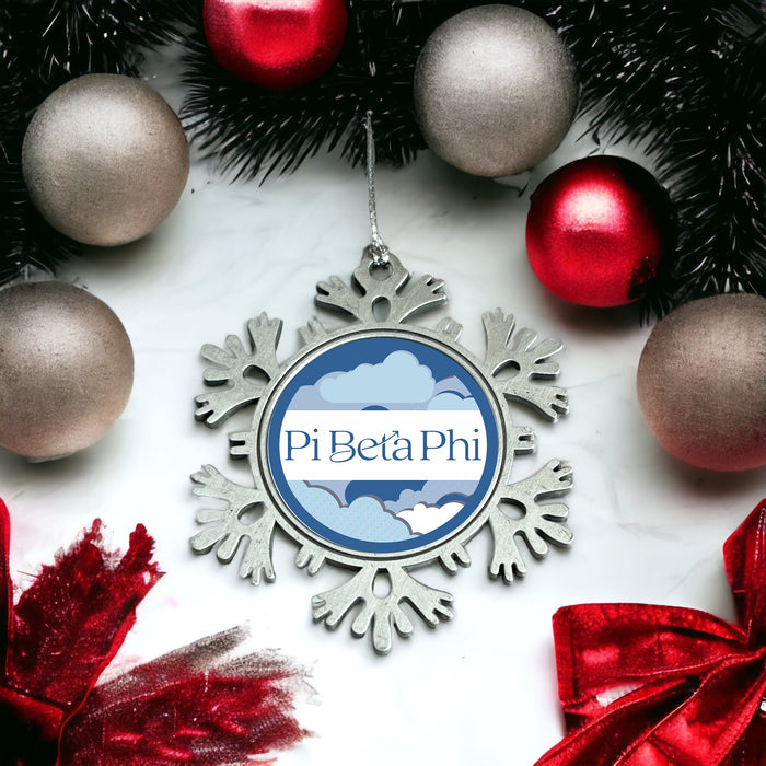 Pi Beta Phi Christmas Ornament - Snowflake Metal