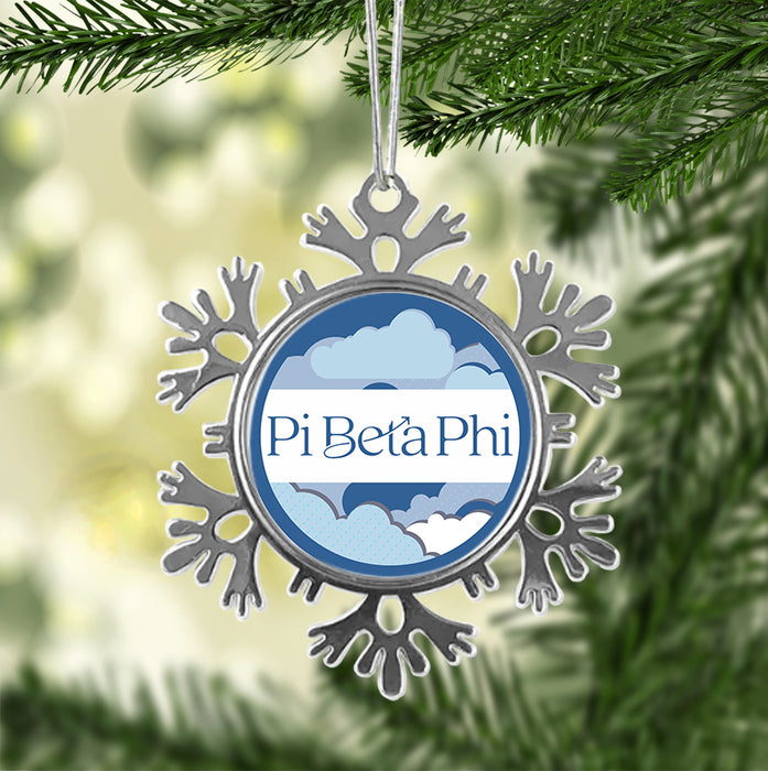 Pi Beta Phi Christmas Ornament - Snowflake Metal