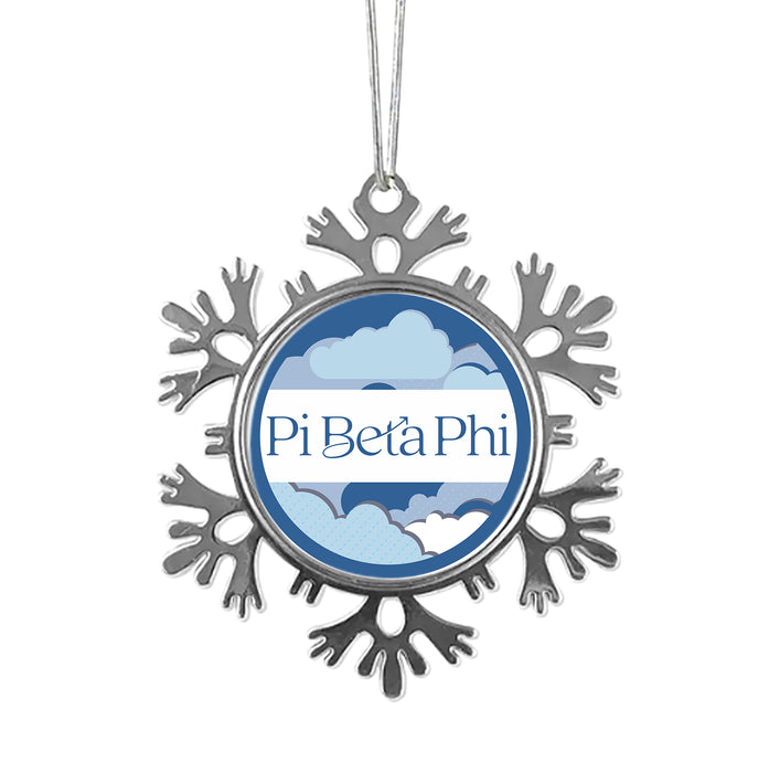 Pi Beta Phi Christmas Ornament - Snowflake Metal