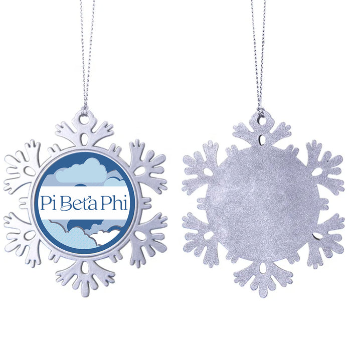 Pi Beta Phi Christmas Ornament - Snowflake Metal