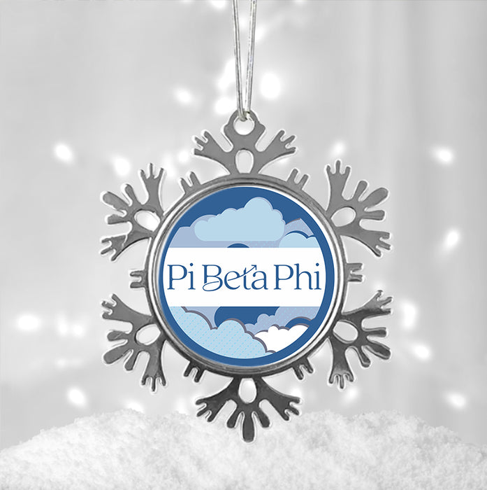 Pi Beta Phi Christmas Ornament - Snowflake Metal