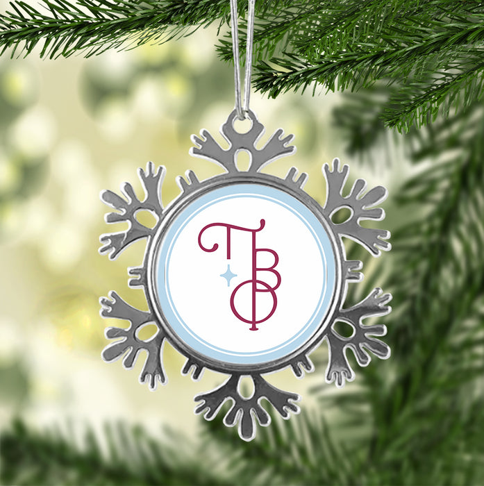 Pi Beta Phi Christmas Ornament - Snowflake Metal