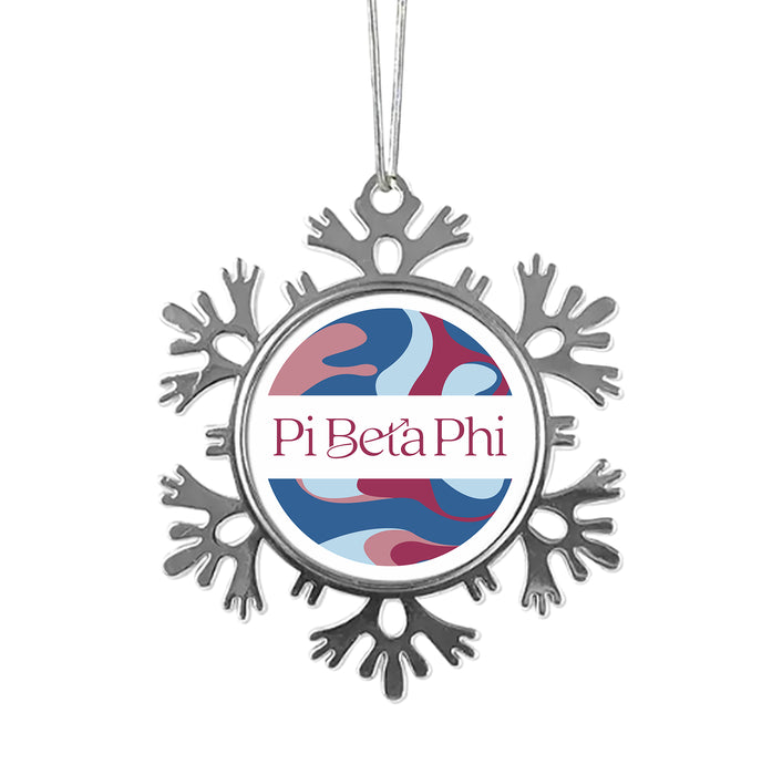 Pi Beta Phi Christmas Ornament - Snowflake Metal
